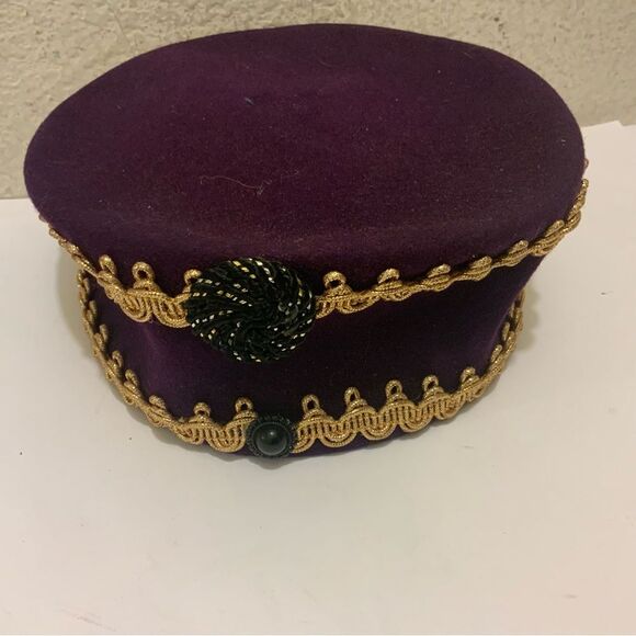 Vintage purple 100%  Wool Hat gold accents main image 5